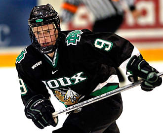 Toews spent two seasons with North Dakota, scoring 40 goals and 85 points in 76 games.